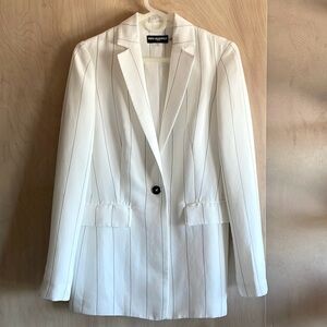 Karl Lagerfeld Paris Blazer Jacket Small White Black Pinstripe Suit